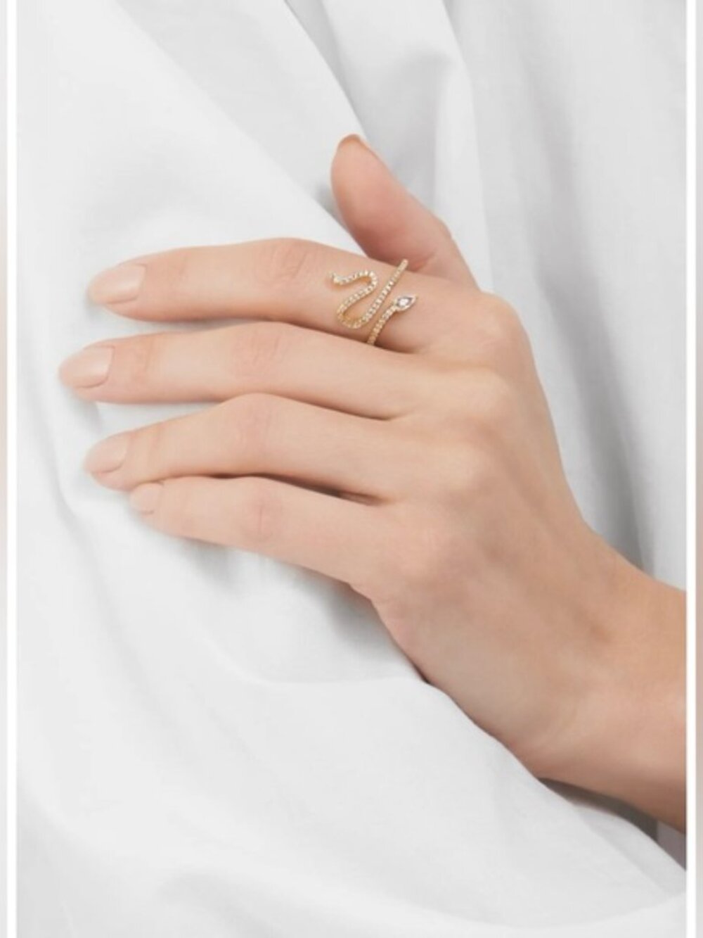 14K Gold Plated Swarovski Crystal Accented‎ Winding Snake Ring Size 6 - Picture 8 of 8